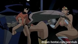 Justice League Hentai - Zwei Mädels für Batman-Schwanz