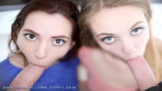 POV Jeunes femmes sucent une bite et se font baiser