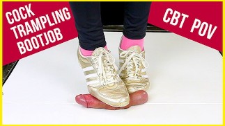 Sneakers and socks cock trampling bootjob sockjob cockbox cocktable CBT POV