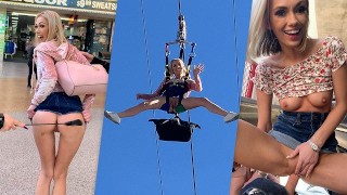 Blonde Sky Pierce sexo público después de mostrar el coño a la multitud POV