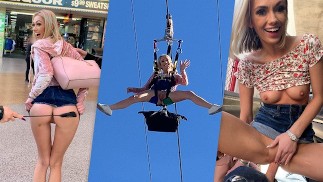 Blonde Sky Pierce sexo público después de mostrar el coño a la multitud POV