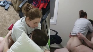 Se niega a bajar y se queda sentado en su polla todo el creampie a través de Heather Kane