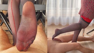 Ginger FootJob SoleJob Toejob tot sperma in kousen | Voet Slave overheersing