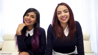 Schoolgirls Threesome Sharing Cum 