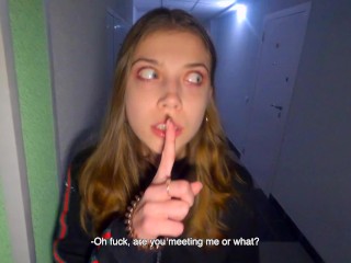 We Fucked in the Stairwell while Parents are at Home - Cum in Panties and Put them on - POV 4K