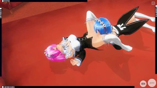 3D HENTAI Rem y Ram del anime Re:Zero cum juntos