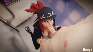 Akali KDA Obciąganie Wytrysk na twarz