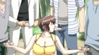 Gangbang e Bukkake com o governanta - Hentai sem censura