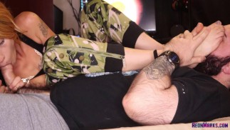   Hot Ghetto Girl Gives Foot Handjob & Blowjob with Cumshot - FOOTPUNKZ