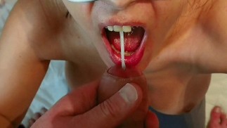 Milf Latina swallows a big load of cum