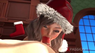 Auguri di Natale. Babbo Natale e ragazza nerd carina