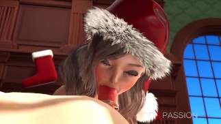 Desejo de Natal. Santa Claus e linda garota nerd