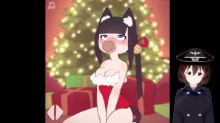クリスマスキャットガールから打撃を受ける
