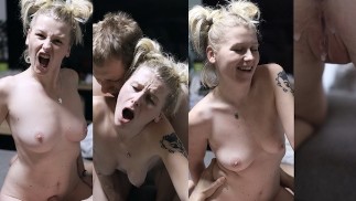 Jovencita rubia cachonda quiere quedar embarazada, el hombre no tiene opción y necesita creampie