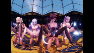 Genshin Impact - Baile grupal y orgía [HENTAI 4K MMD sin censura]