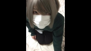 制服で女装オナニー