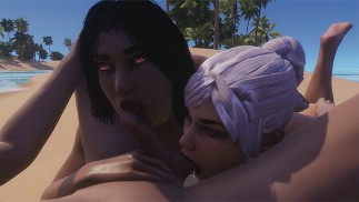 Inseminação Curvy Babes na praia | 3D Porn Wild Life