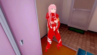 Zero Two в экзоскелете ласкает свою киску трясётся и кончает | женсая раздевалка [3d hentai]