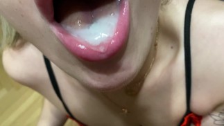 Nahaufnahme Blowjob - Schluck Sperma - mein Lieblingsfrühstück