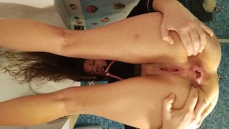 Dildo ANAL orgasmo real e múltiplos orgasmos de esguicho # bunda aberta e buceta totalmente raspada bem espalhada