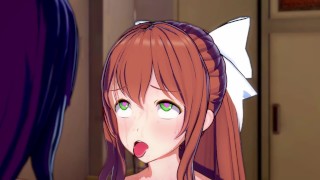 Yuri и Monika делят член в клубе! (ПОВ) (3D хентай) (Литературный клуб Доки Доки)