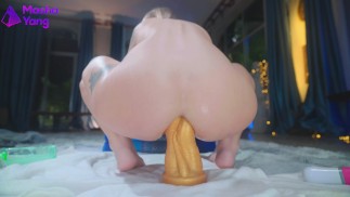 4K Tiener extreme diepe anale stretching training met mijn nieuwe HankeyToy dildo
