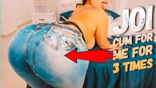 Sexy grote kont latina in jeansbroek JOI, aftrekinstructies, sperma-uitdaging, ze daagt je uit!!