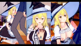 [Хентай-игра Коикацу! ] Займитесь сексом с Touhou Большие сиськи Marisa Kirisame. 3DCG Эротическое