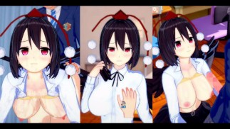 [Хентай-игра Коикацу! ] Займитесь сексом с Touhou Большие сиськи Aya Shameimaru. 3DCG Эротическое