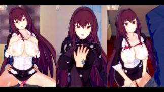 [Хентай-игра Коикацу! ] Займитесь сексом с Fate Большие сиськи Scáthach.3DCG Эротическое аниме-видео