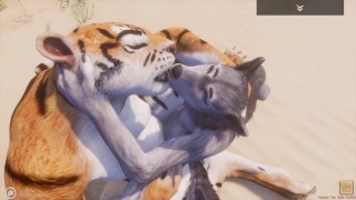 Wild leven / Lesbische furrie pornotijger en Wolf meisje