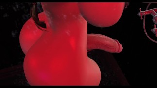 Second Life - Futanari prend une douche et montre son énorme bite