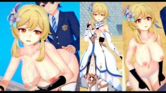 [Хентай-игра Коикацу! ] Займитесь сексом с Большие сиськи Genshin Impact Lumine.3DCG Эротическое ани