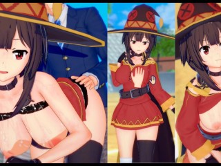 [Хентай-игра Коикацу! ] Займитесь сексом с Большие сиськи KonoSuba Megumin.3DCG Эротическое аниме-ви