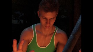 Camper boy turning into a werewolf