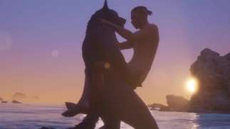 Un Wolf gay fait Love près de la plage / Furries de la vie sauvage