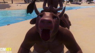 Pelziges Kuhmädchen fickt mit einem Mann | Pelziges Monster | 3D Porn Wild Life