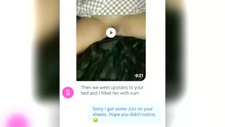 Merci de me laisser utiliser votre femme. Il envoie des sms à son mari cocu quelques clips de lui éjacule dans sa femme chaude