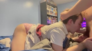 Allevare il bravo ragazzo di papà in profondità in una gonna (video completo solo su fan thustin69) 