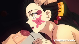 Muzan każe Dakiemu ssać jego kutasa, aż doprowadzi go do orgazmu - Demon Slayer