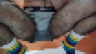 harige ftm trans jongen bevochtigen zijn grijze boxers - preview