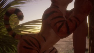 Weiblicher Tiger Orgasmus / Drückt Seinen Schwanz (Sperma Inside) | Wild Life Pelz