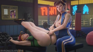 Cammy i Chun-Li Lesbijski Trening Palcowania