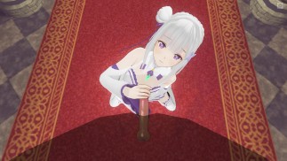 3D HENTAI Emilia se masturba la polla y toca su coño