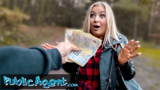 Public Agent Beautiful Busty Blonde takes her clothes off in the woods before fucking