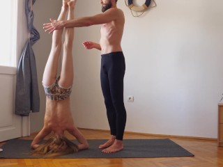 Workout Yoga Oefening Samen Voor De Eerste Keer