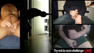 3 hetero Typen probieren nicht klar zu kommen challenge beim zuschauen zweier live fickender Hengste