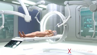 Hot sexo na baía dos meds sci-fi. 3d sexy dickgirl android fode duro uma jovem gostosa