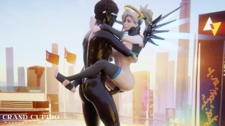 [Затемненный] Милосердие трахается на крыше [Grand Cupido]( Overwatch )