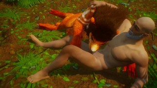 Ein reifer bärtiger Mann kam in den Dschungel, um Pilze zu sammeln, das pelzige Monster hatte andere Pläne...